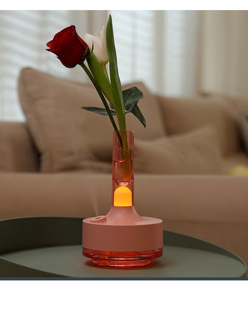 New rose aroma diffuser, seven-color ambient light, household small USB vase, air humidifier and water replenishment device pic 13