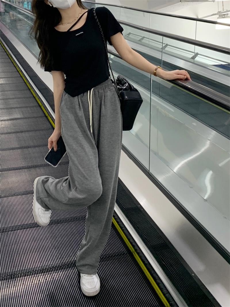 不规则设计感短袖T恤女夏季韩版2023新款辣妹风欲白色打底上衣详情10