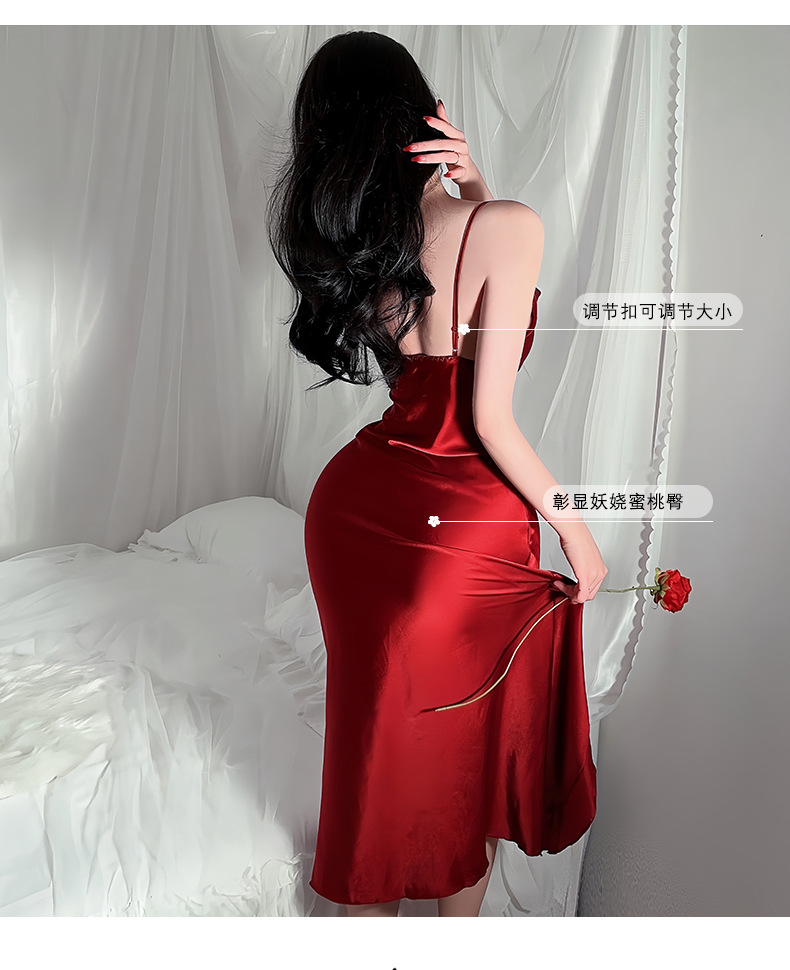 Influencers viento sexy halter vestido de dormir mujer glamourosa suela de volantes puntada pijama multicolor homewear 635 pic 6