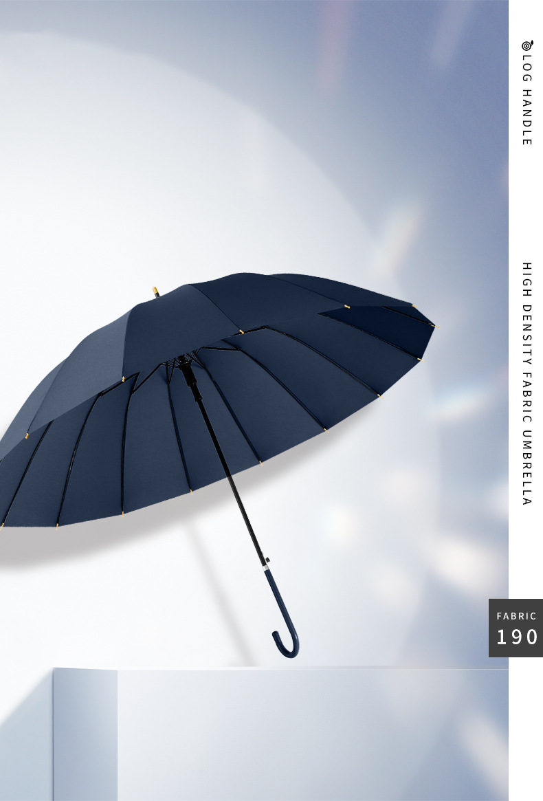 Long-handled umbrella, 16-bone leather curved handle, solid color automatic long pole umbrella, Korean-style fresh and simple color umbrella, can be printed with logo pic 7