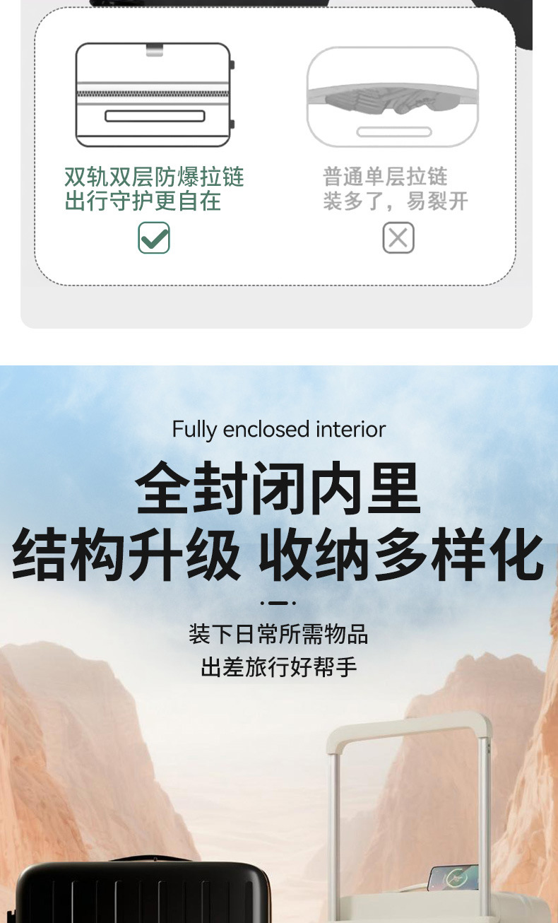 宽拉杆行李箱20寸旅行箱拉杆箱万向轮大容量结实耐用密码箱包24寸详情30