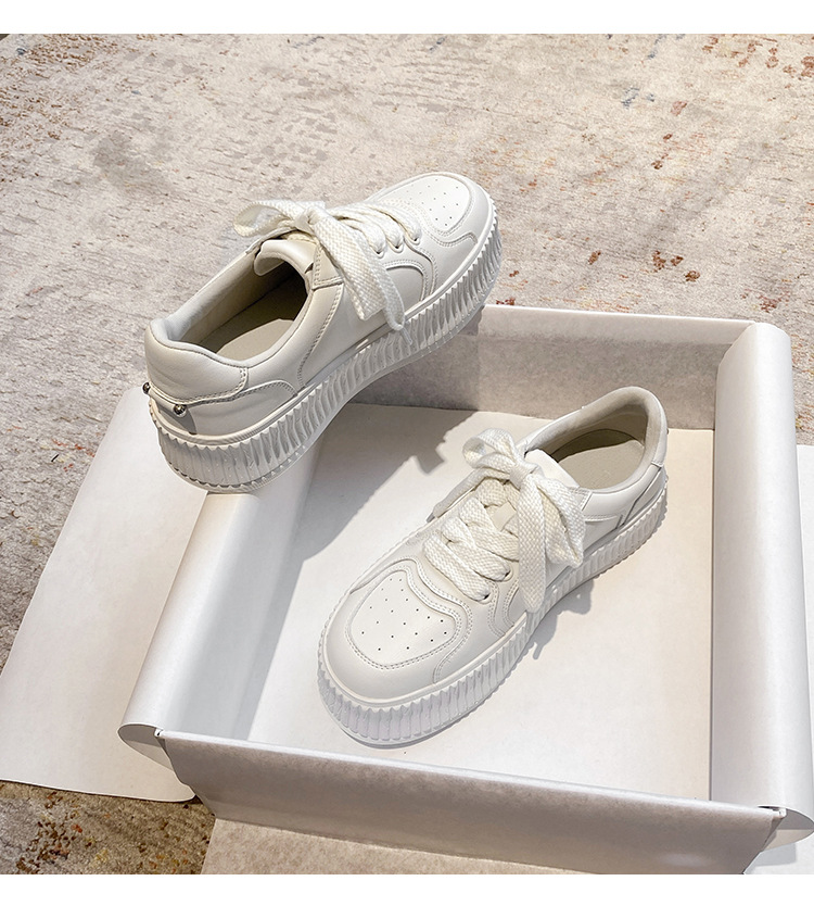 玛速主义2025春新款厚底增高小白鞋女休闲饼干圆头系带学院风板鞋详情24