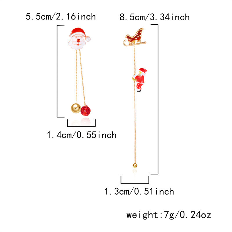 欧美跨境新款圣诞节耳环创意百搭会爬的圣诞老人不对称耳环女批发详情19