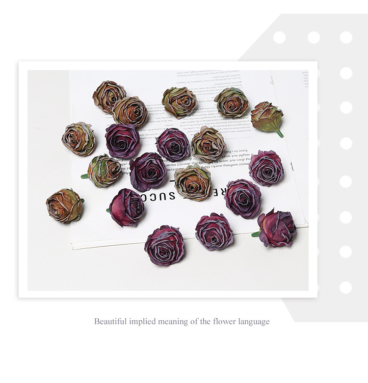 Ins风焦边小乔仿真玫瑰花头韩系DIY发饰头花胸花配件婚庆花艺装饰详情7