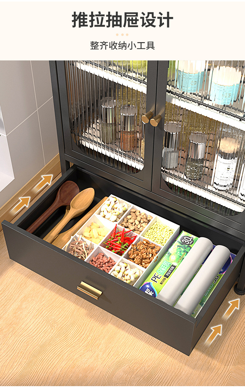 厨房碗碟置物架台面碗盘沥水架抽拉式多层收纳架家用防尘碗碟柜子详情5