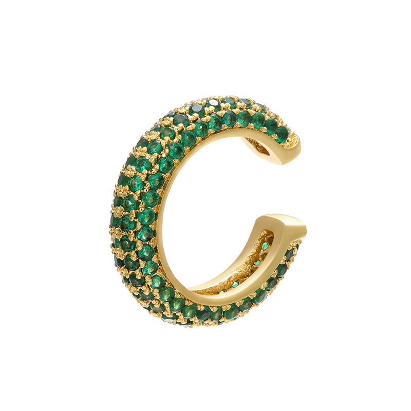 Beaded buckle jewelry, micro-inlaid color diamond ear bone clip, color zirconium simple style ear clip earrings, copper 18K gold-plated VE131 pic 11