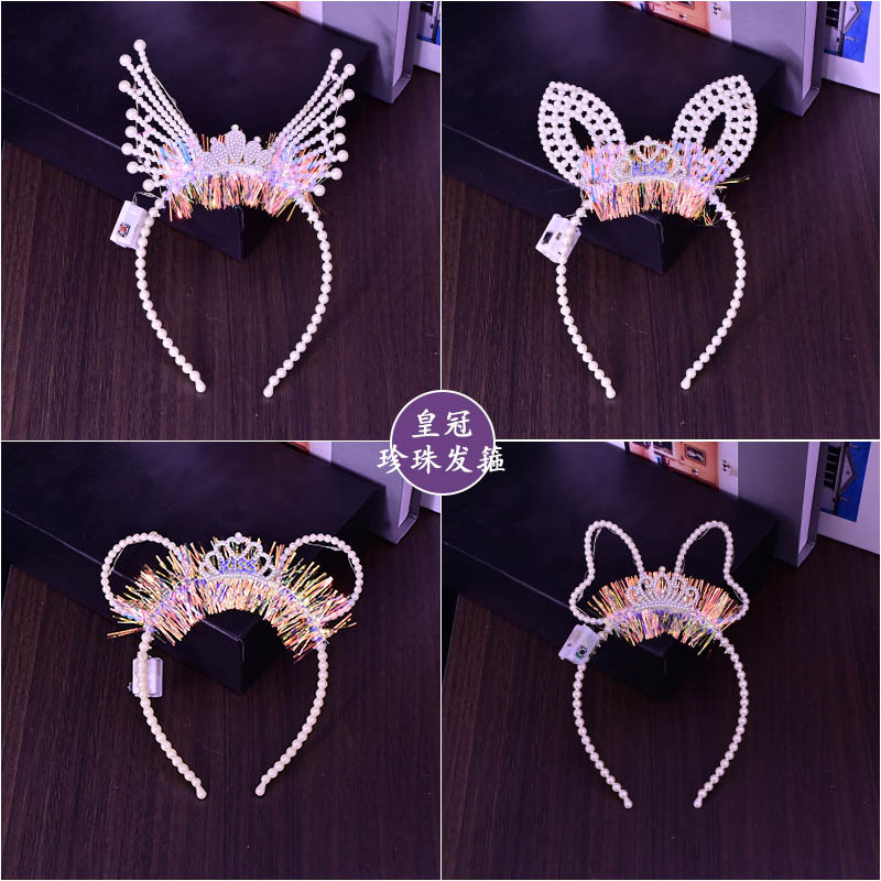 New princess luminous pearl headband, night market ground promotion wholesale headwear, children's hair accessories, concert cartoon luminous headwear pic 9