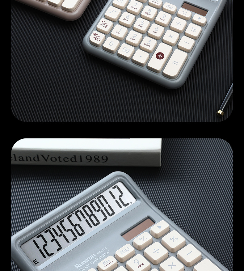The RZ-857B new 12-digit digital display portable calculator, dual-screen large computer, office accounting mechanical keys pic 14