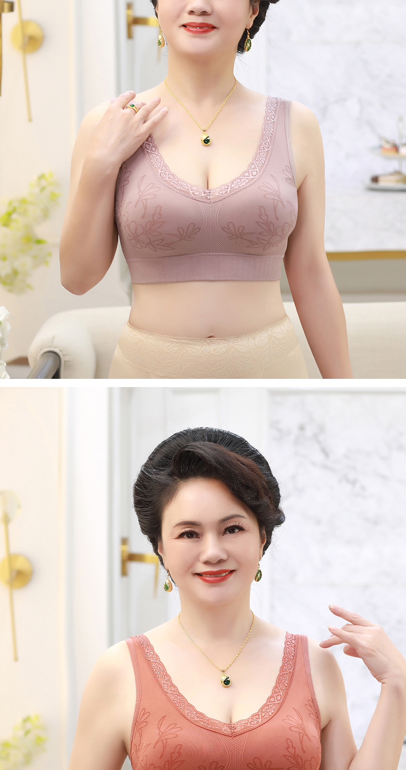 妈妈内衣无钢圈文胸女士薄款背心式胸罩中老年运动内衣加大码胸罩详情11