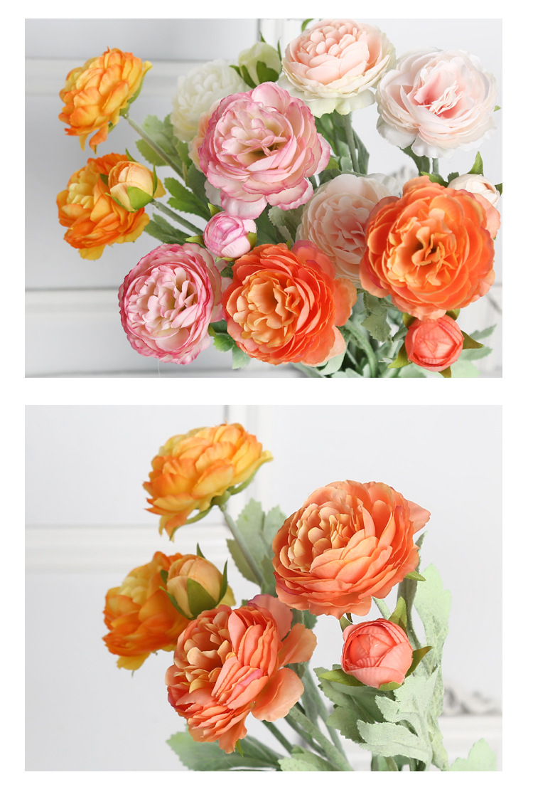 欧式仿真花三头洋牡丹装饰假花婚礼办公文化用高级感成品礼盒详情11