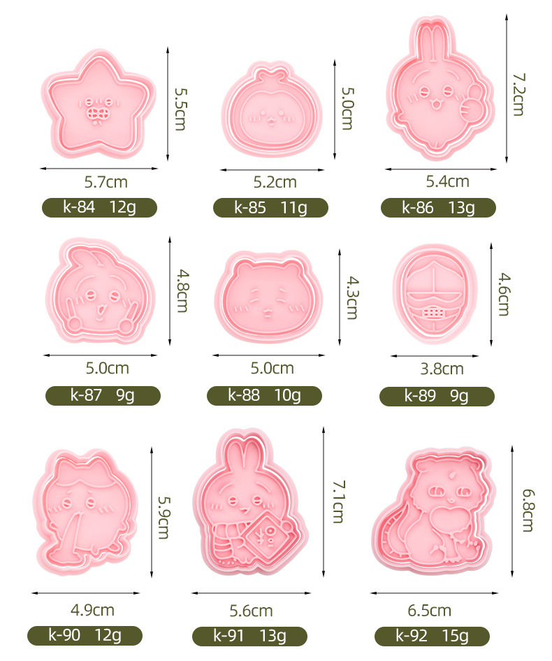 新款3D卡通仿真饼干模具小八乌萨奇吉伊卡哇曲奇按压切模烘焙工具详情5