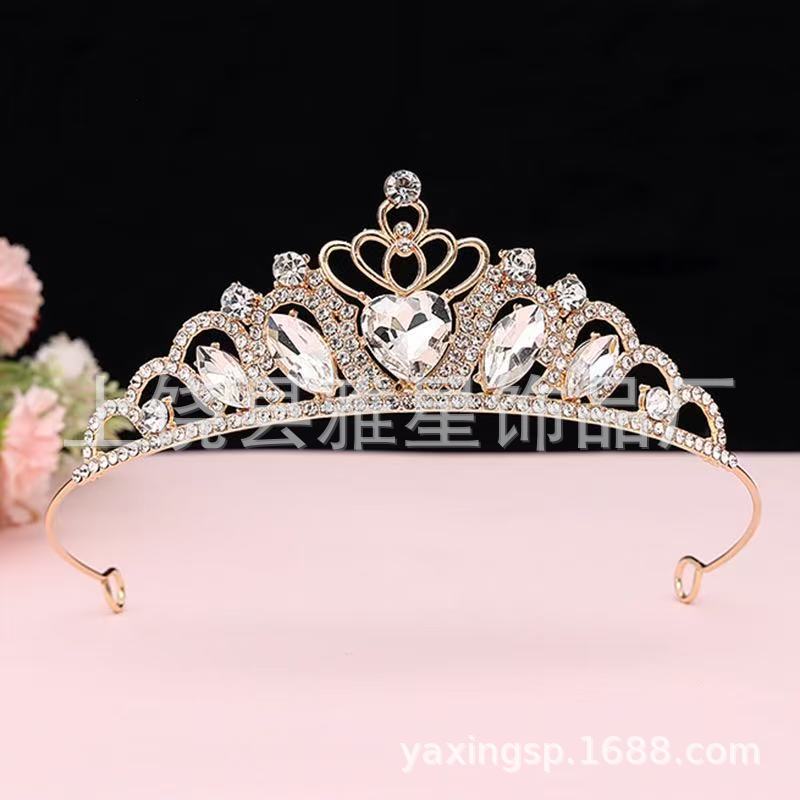Europa y américa venta caliente niños corona accesorios de pelo princesa alloy strass corona show show niños cumpleaños cabeza aro mujer pic 4