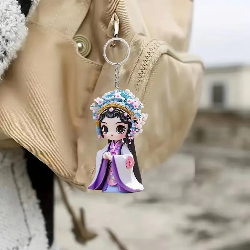 国潮小花旦亚克力钥匙挂件仙子吊坠跨境戏曲装饰品钥匙扣车载挂件详情1