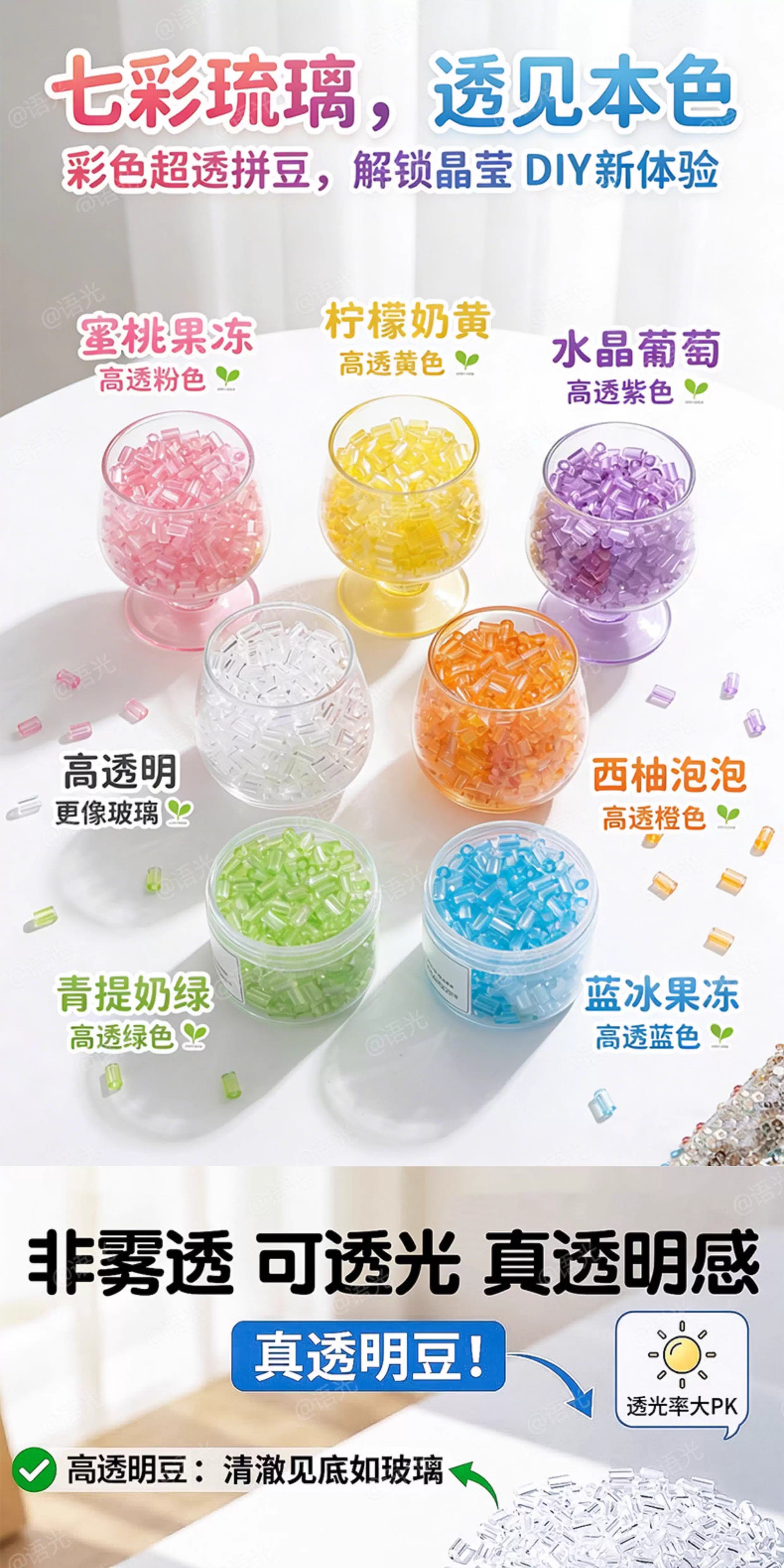Fusion Bean Super Transparent Color High Transparency Patchwork Bean Supplement Pack Jelly Black and White 2.6mm Fusion Bean mard Home toy pic 1