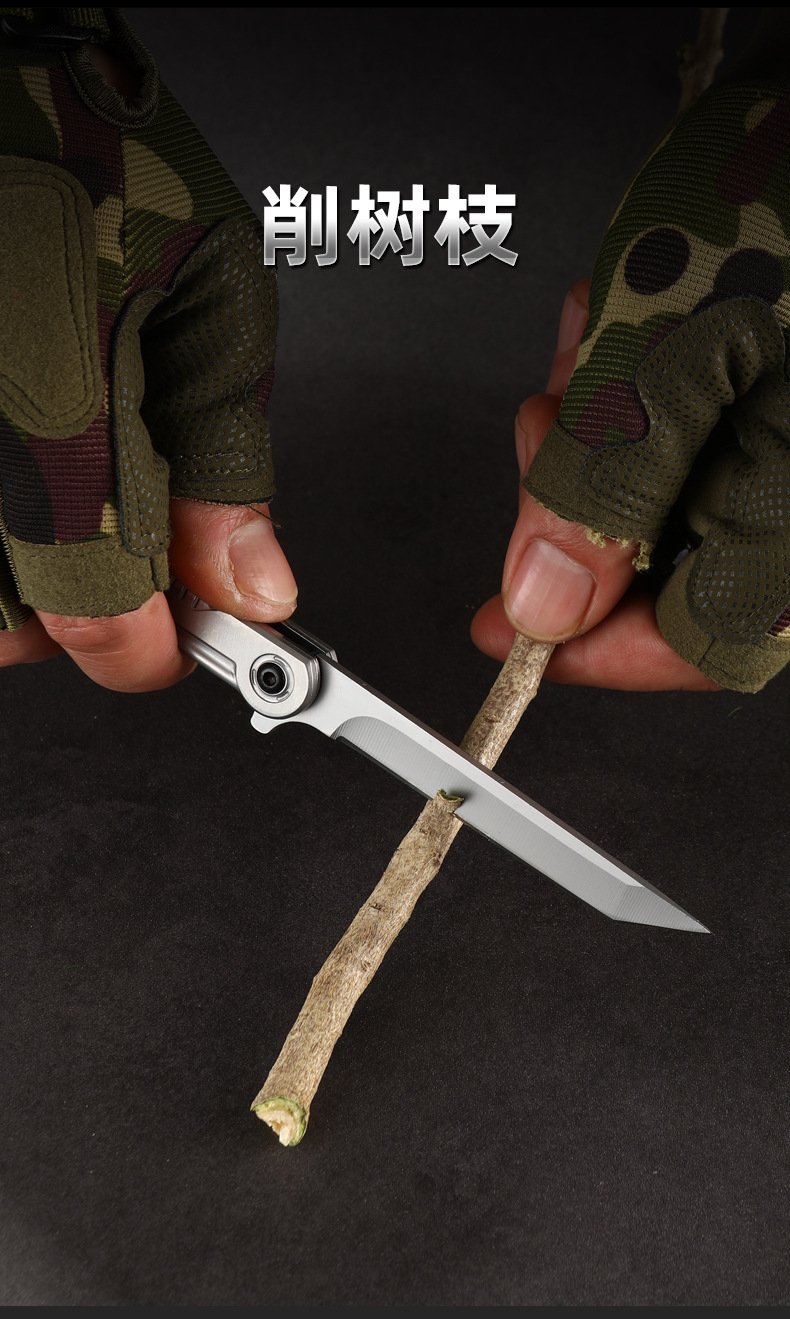 The Shenbi Outdoor portable M390 steel feather pattern folding knife, high-hardness pocket knife, camping fruit knife and folding knife are lightweight and practical pic 14