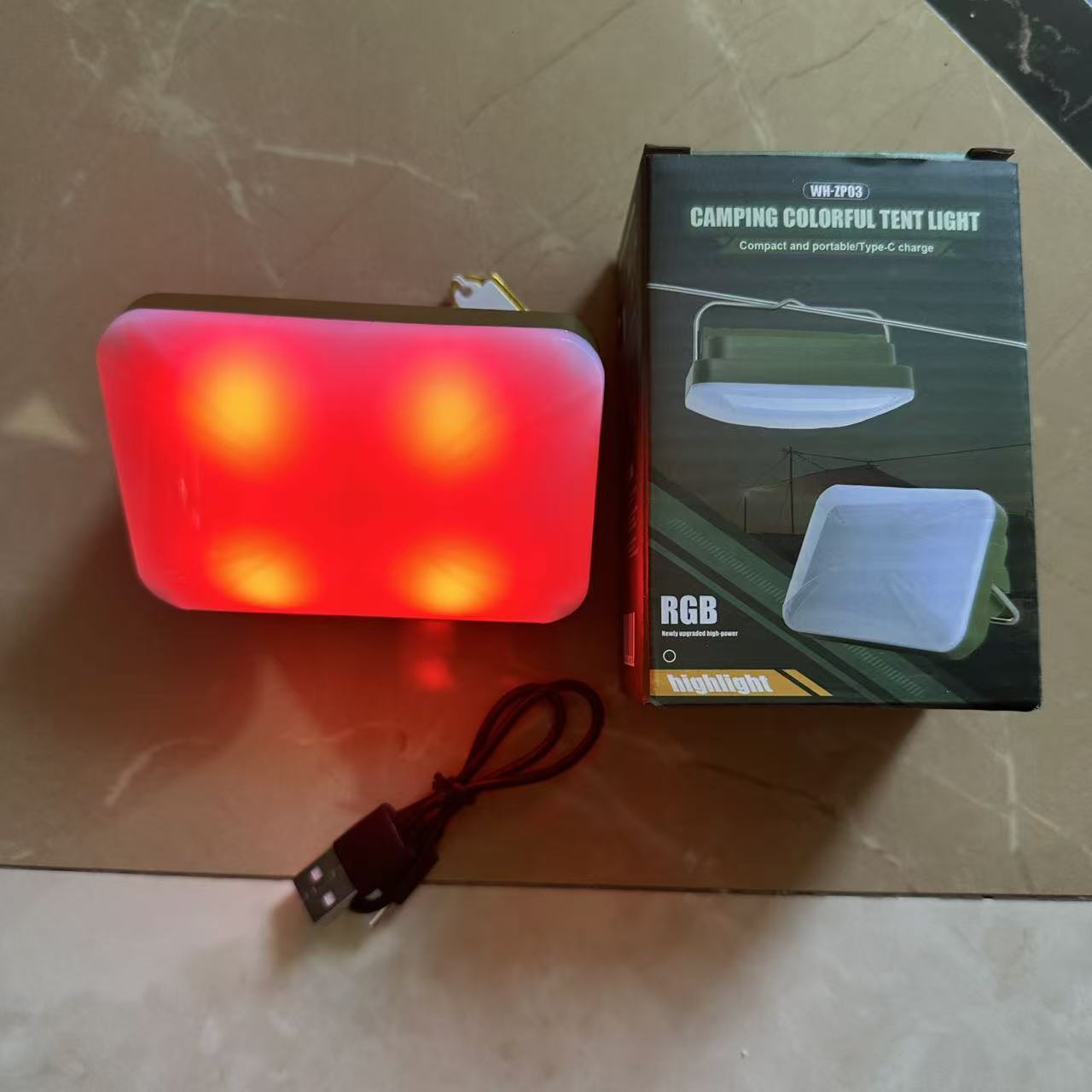 New RGB seven-color camping lamp, telescopic three-leaf lamp, camping lamp, fire safety indicator light, telescopic bracket pic 12