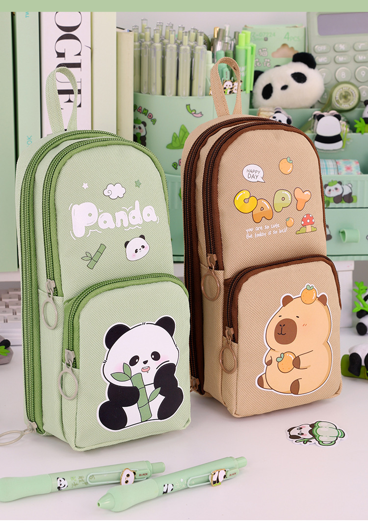 开学季ins风小众小书包熊猫笔袋大容量耐脏可爱奶呼呼学生铅笔盒详情9
