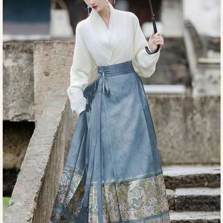 国潮新中式国风{天女下凡}马面裙套装宋制汉服女装成人日常半身裙日常详情10