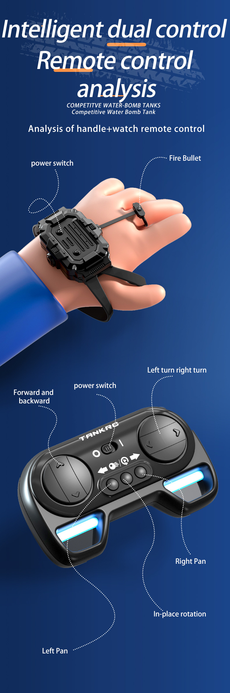 跨境RC遥控装甲特技水弹坦克厂家直供战车模型儿童玩具遥控车批发详情5