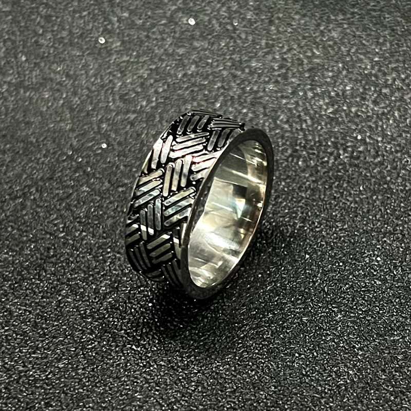 跨境供应钛钢戒指龙纹心电图心形不掉色男款不锈钢手饰 饰品批发详情16