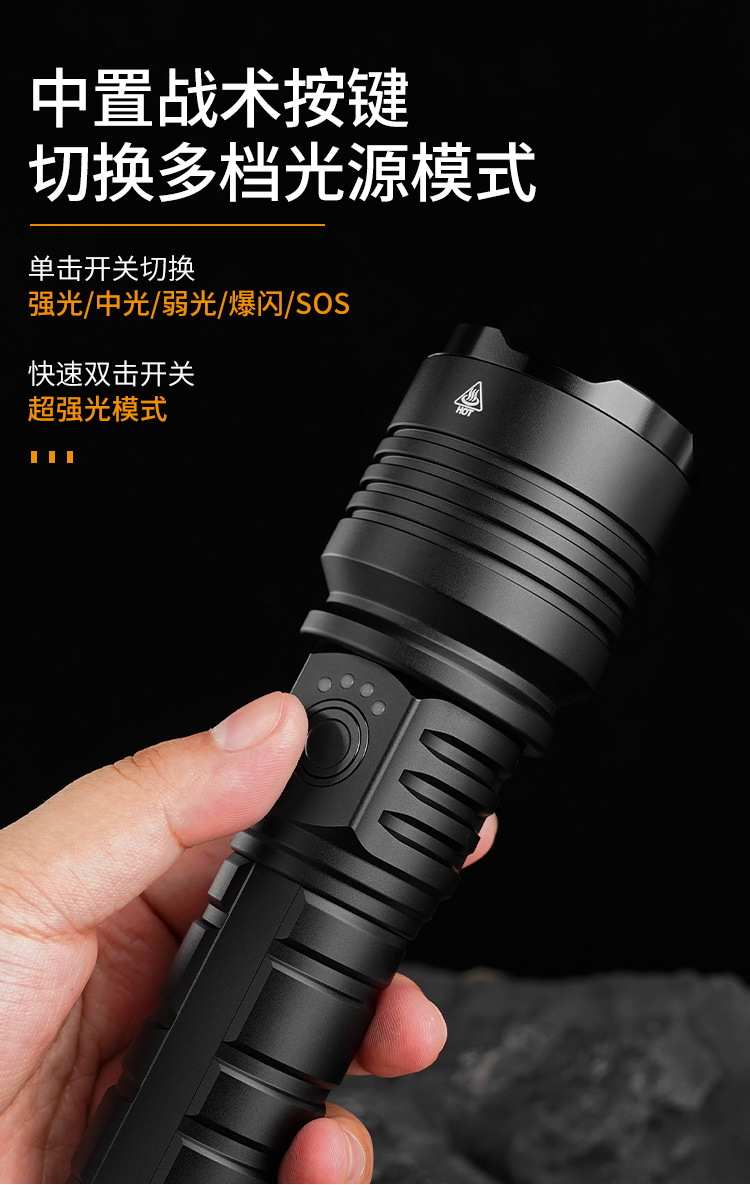 跨境新款苍龙白激光LED照明手电筒充电变焦户外远射大功率超亮强详情11