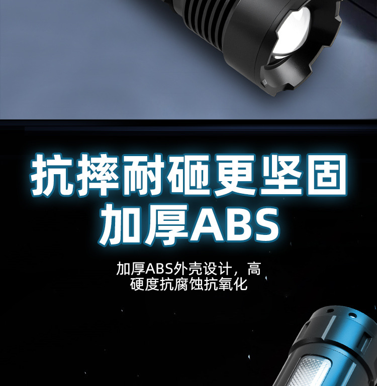 Cross-border white laser high-intensity flashlight, USB charging, telescopic focusing, ultra-bright long-range COB side light flashlight, outdoor pic 16