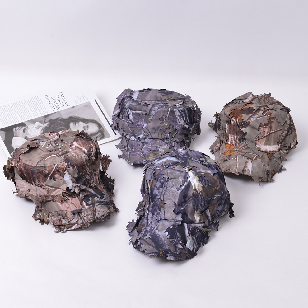 Amazon Cross-border jungle leaf camouflage curved brim sun hat, multiple outdoor sun protection creative bionic camouflage hats pic 2