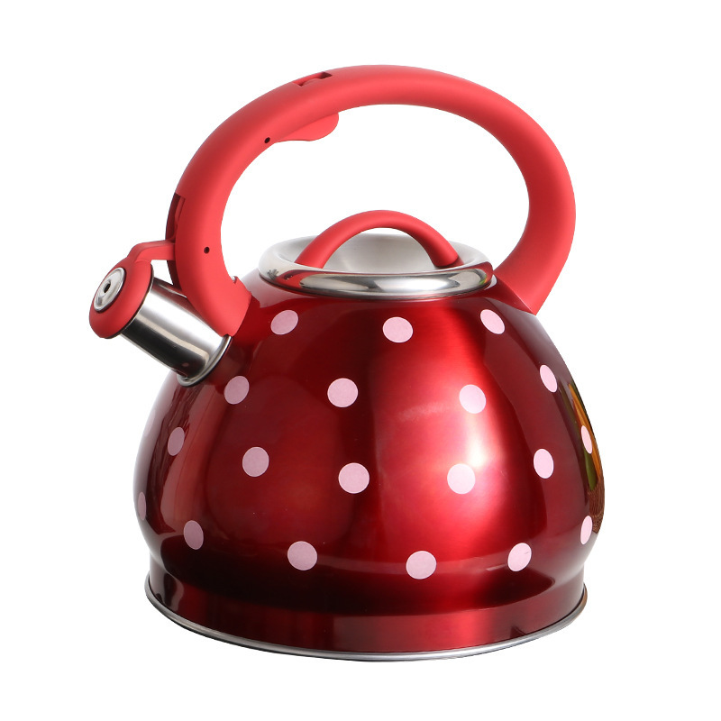 In-stock induction cooker, gas stove, universal Amazon cross-border e-commerce 3.0L polka dot stainless steel whistling kettle pic 4