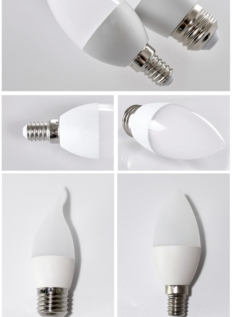 Cross-border exclusive E14 screw-top LED candle bulb, C37 pointed bubble tail warm white crystal chandelier, energy-saving pic 4