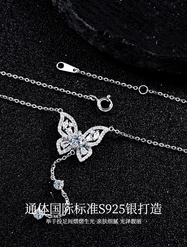 s925 sterling silver butterfly tassel Moissan collarbone chain, a niche and high-end, versatile accessory necklace, exuding a sense of sophistication for autumn and winter pic 19