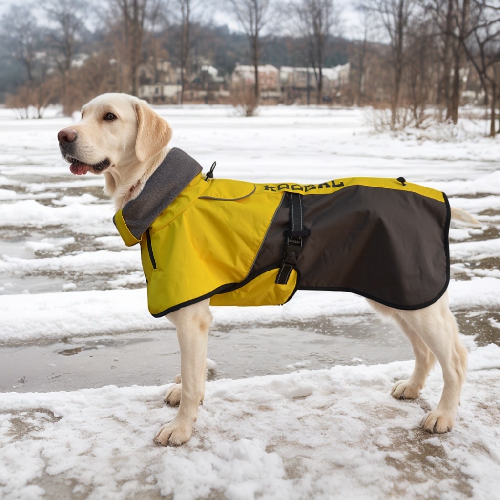 Pet clothing, pet windbreaker, double-layer waterproof and windproof outer layer, warm and extended neck cap, dog windbreaker pic 6