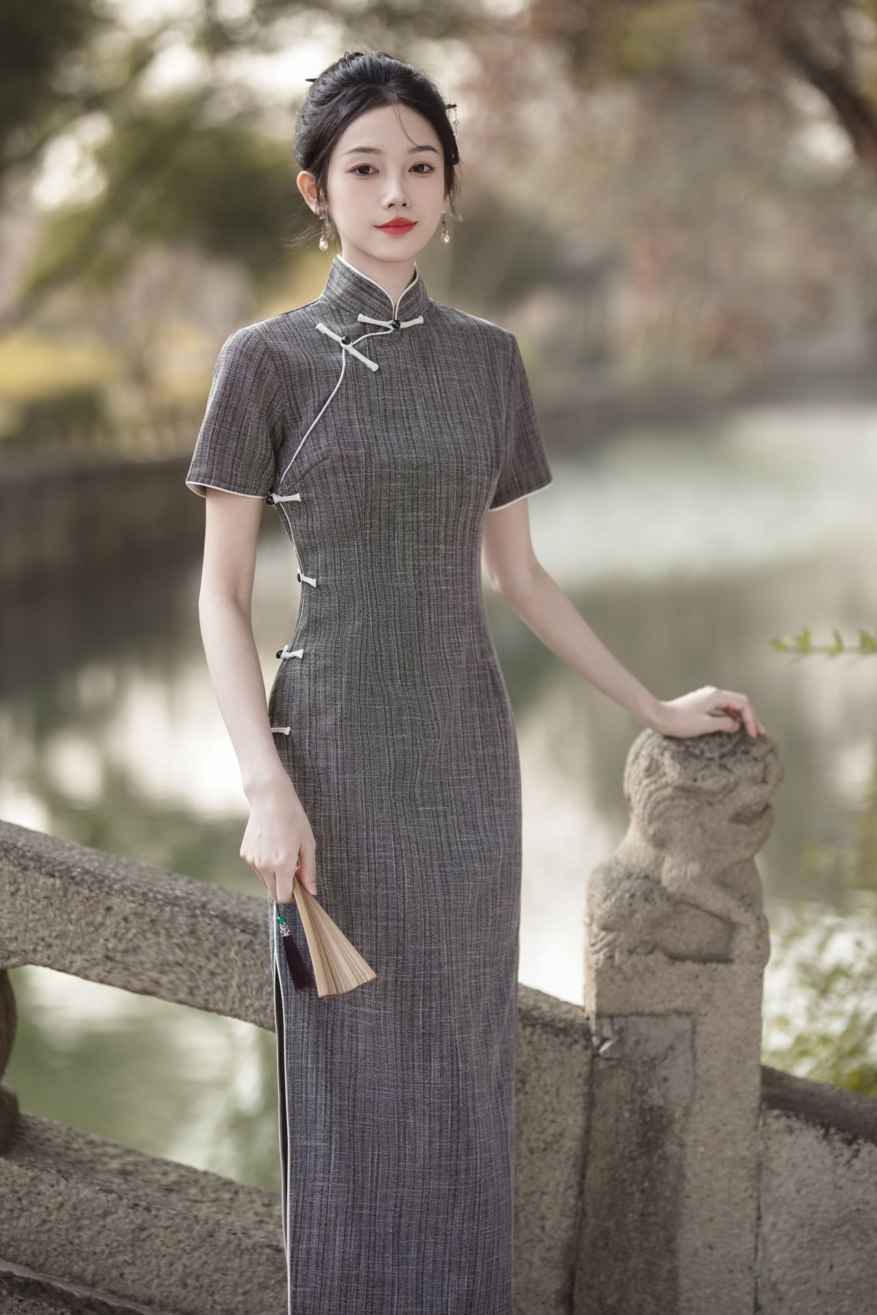 New Spring/Summer 2024 Chinese-style daily artistic, comfortable, breathable, floor-length, traditional full-opening modified cheongsam, a national trend pic 15