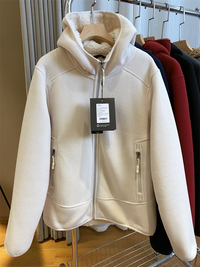 黑科技发热双面摇粒绒拉链连帽加厚情侣外套卫衣女详情21