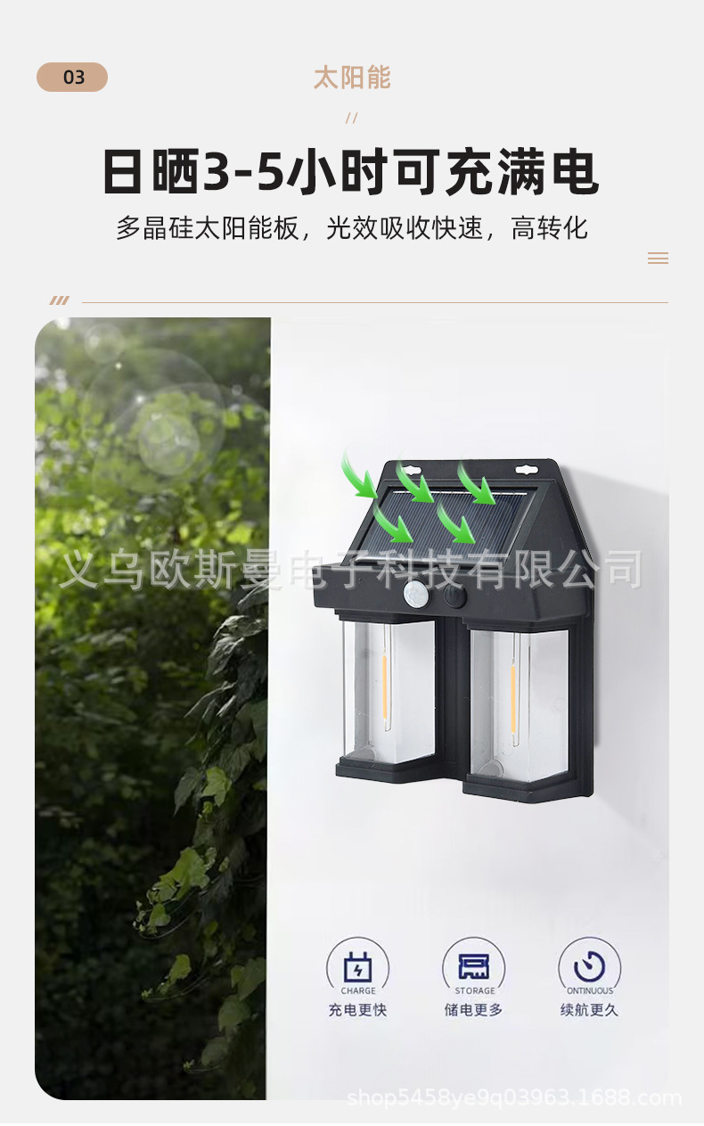 Outdoor solar wall lamps, waterproof tungsten filament lamps, sensor garden lamps, garden villa night lights, lighting solar panels pic 8