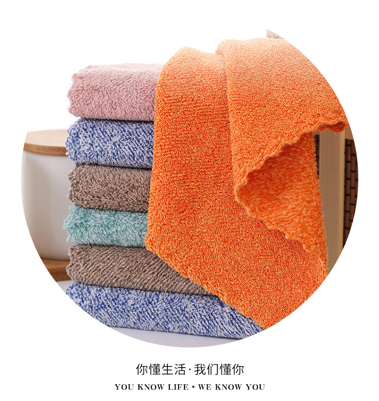 【 Chi Jia 】 Full Sky Star Coral Fleece square Towel, soft absorbent hand towel, Kitchen cloth, hanging small towel, plain color pic 12