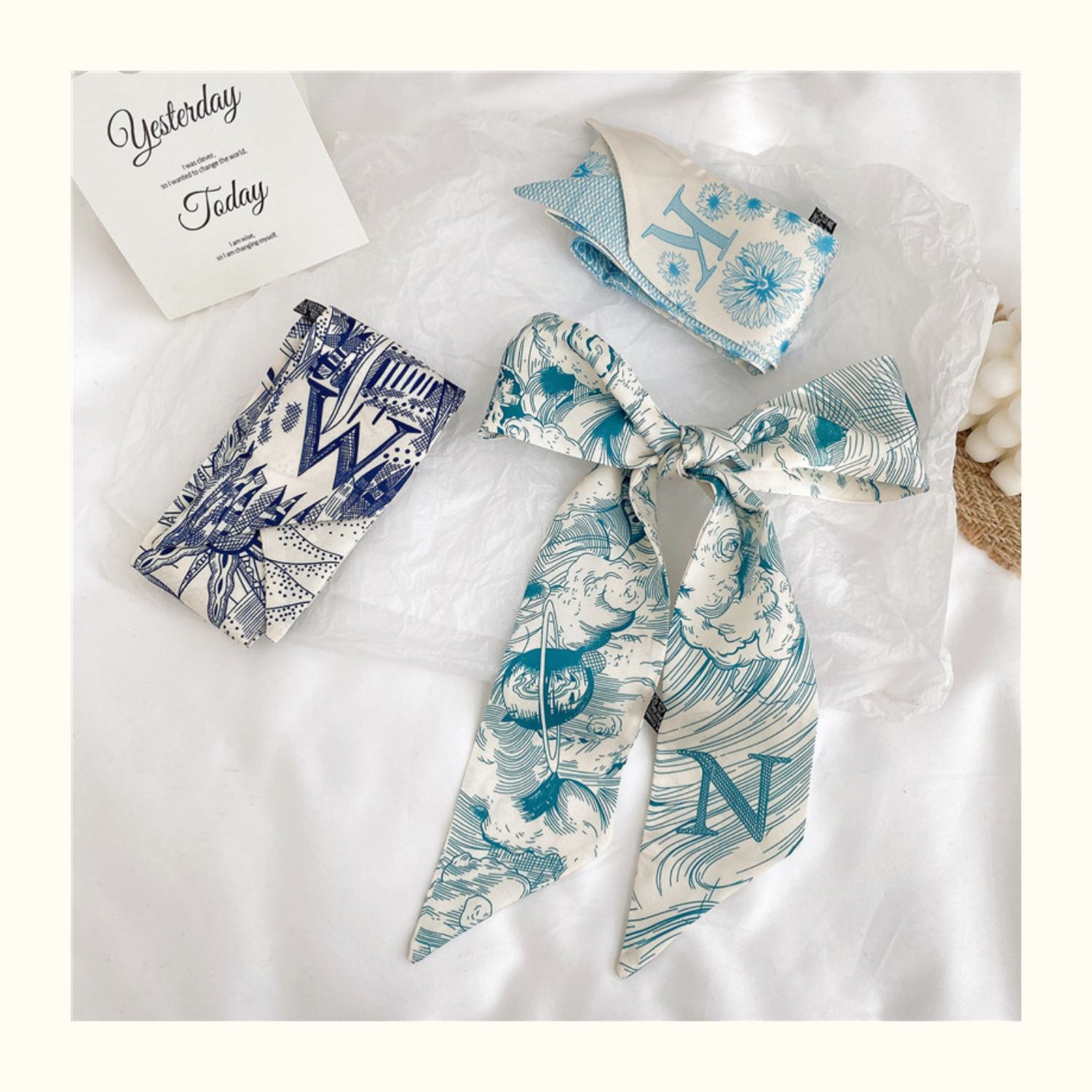 字母长条小丝巾绑发丝带高级感红色系领巾喜糖盒搭配结婚伴手礼详情28