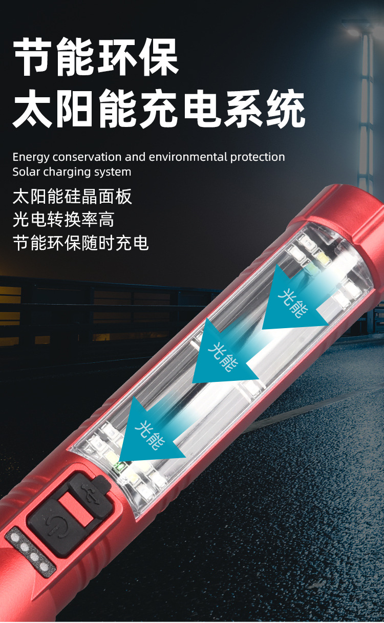 Cross-border new outdoor multi-functional cob camping lamp, auto repair work light, strong light safety hammer, magnetic flashlight pic 12