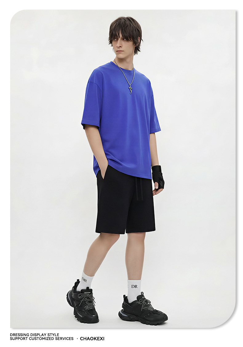 CKX Spring/Summer 2026 New 230G double-yarn pure cotton European and American trendy brand cool solid color loose large-sized short-sleeved T-shirt for men pic 14