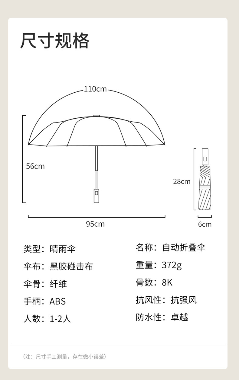 全自动雨伞女晴雨两用遮阳太阳防晒男折叠收缩抗风ins风简约大号详情44