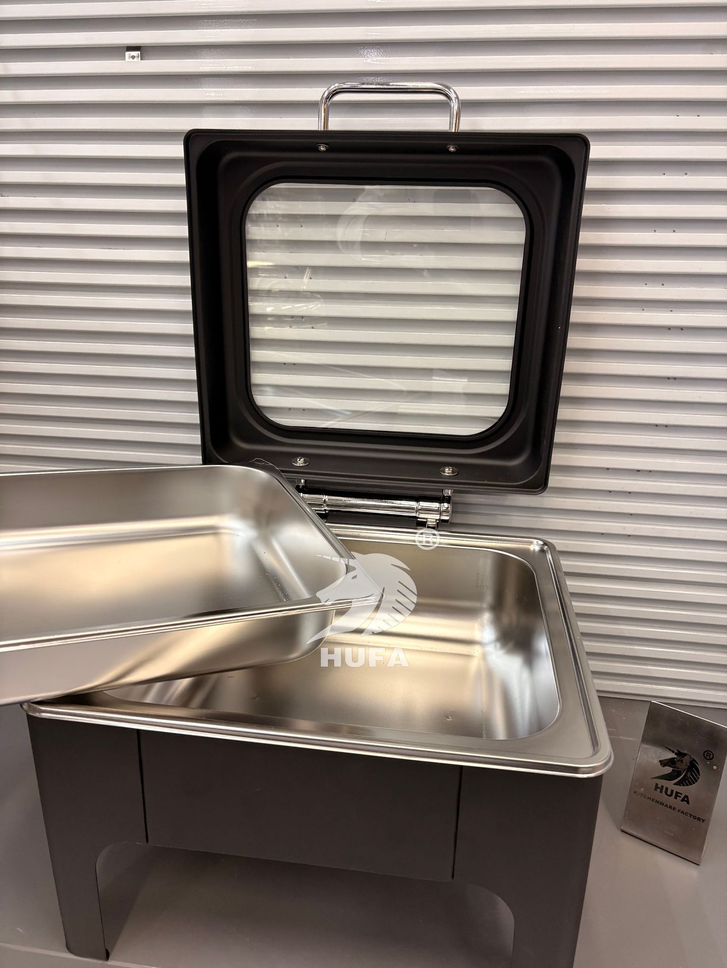 Cross-border square stainless steel buffet stove, hotel restaurant visible insulated alcohol stove, black flip-top dining stove, heating stove, dining stove pic 4