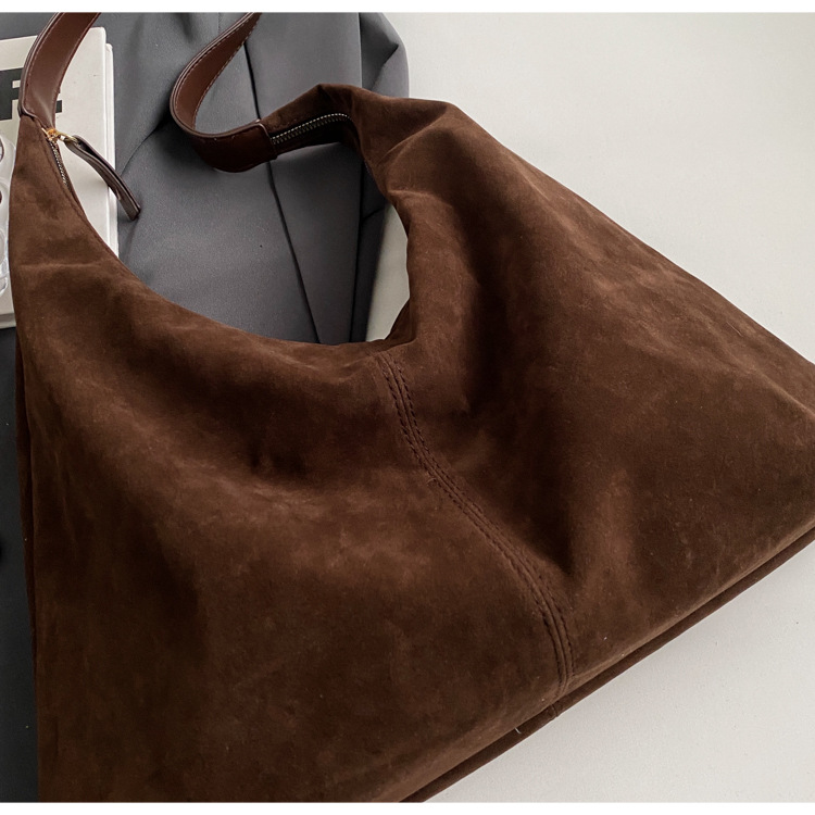 Retro matte tote bag, autumn and winter bag, commuter underarm bag, large-capacity single-shoulder tote bag, simple single-shoulder bag for women pic 26