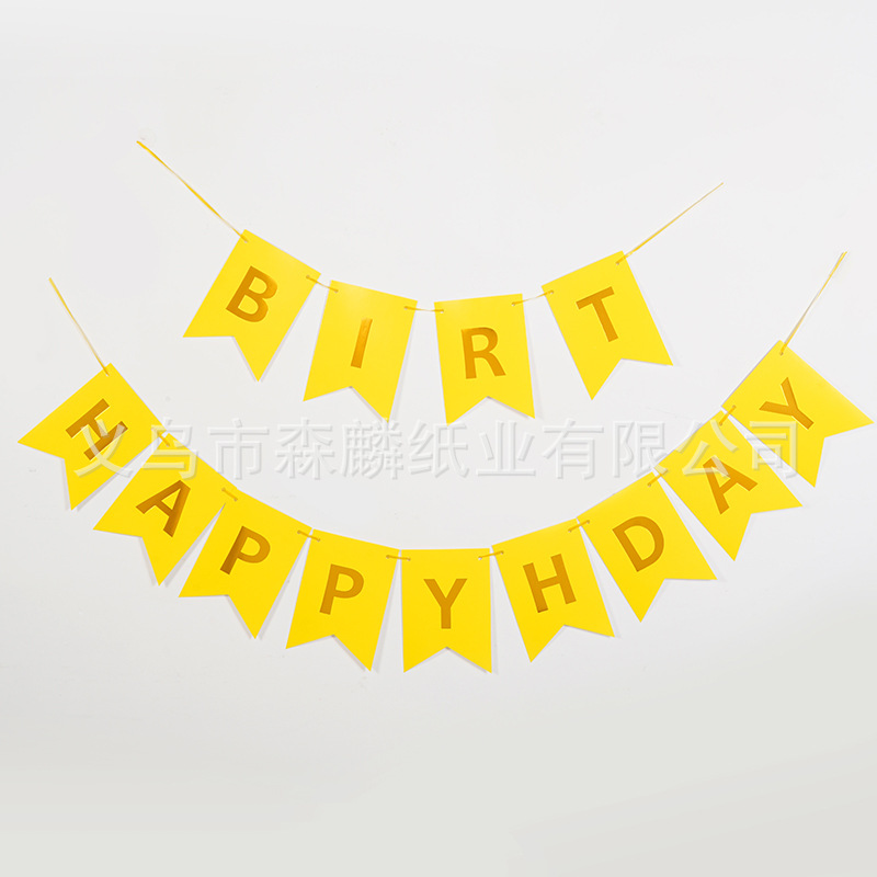 英文生日快乐烫金色鱼尾旗HAPPY BIRTHDAY字母拉旗派对背景墙装饰详情9