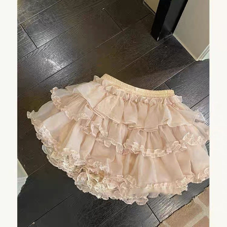 纯欲蕾丝减龄蓬蓬短裙女夏季高腰显瘦甜美风短裙JK打底蛋糕裙裙裤详情3