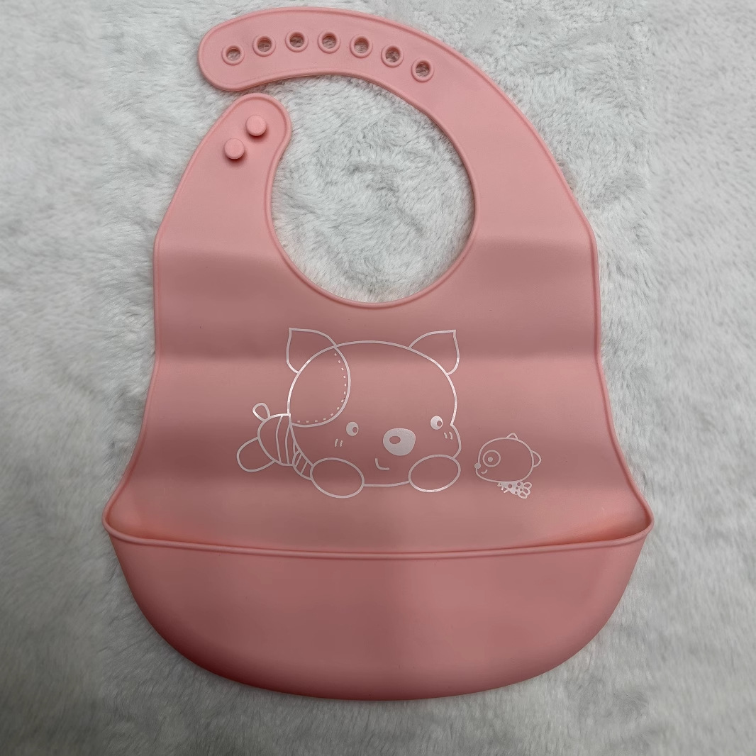 婴童 新款婴儿硅胶围兜 卡通口水兜 宝宝饭兜防水围兜免洗批发详情24