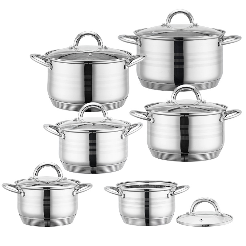 跨境不锈钢12件套锅线柄奶锅不锈钢汤锅蒸锅详情5