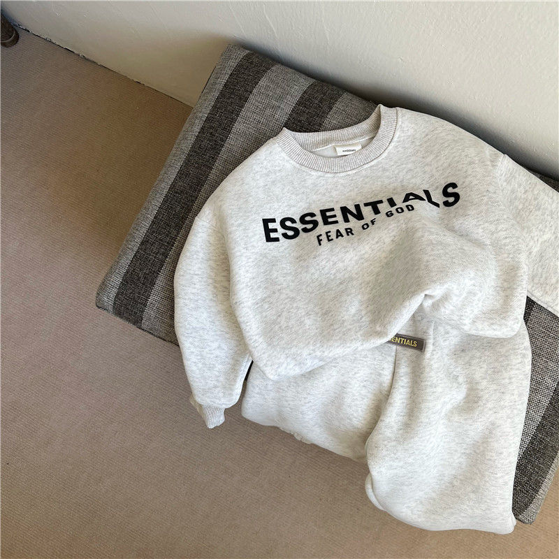 男童女童加绒套装2023秋冬新款字母印花圆领卫衣卫裤宝宝两件套潮详情19