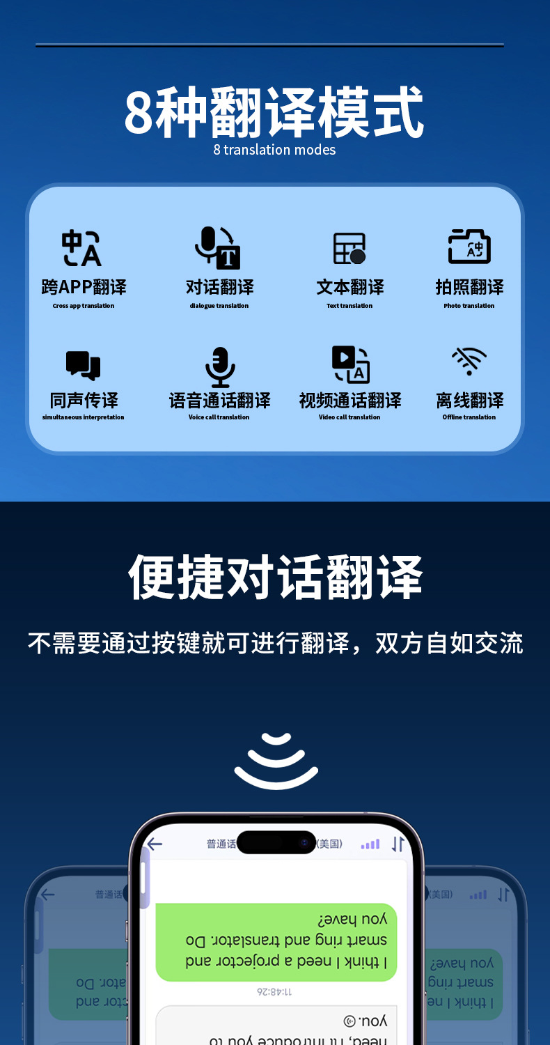 新款AI大模型智能超薄磁吸翻译机语音视频通话翻译器同声传译厂家T1详情8