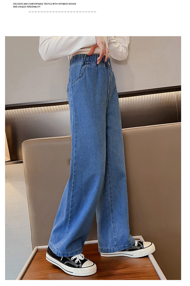 女童阔腿牛仔裤春季2023新款洋气儿童春装裤子中大童时髦休闲裤潮详情8