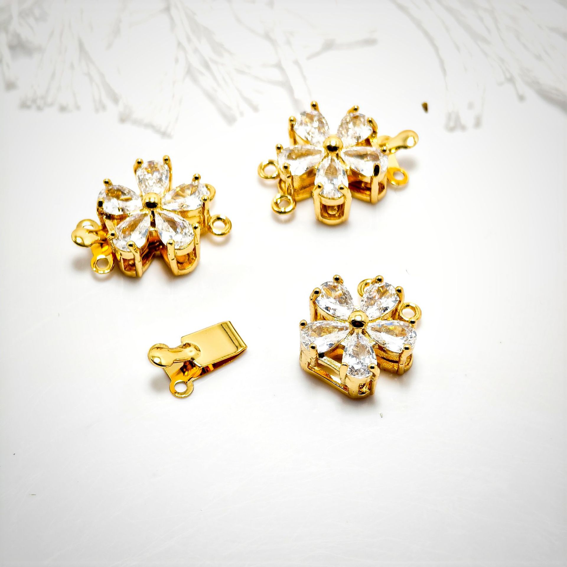 High color retention, real gold plating, double hanging, zirconium pearl buckle, pin, buckle necklace, connecting buckle head, DIY jewelry bracelet pic 33