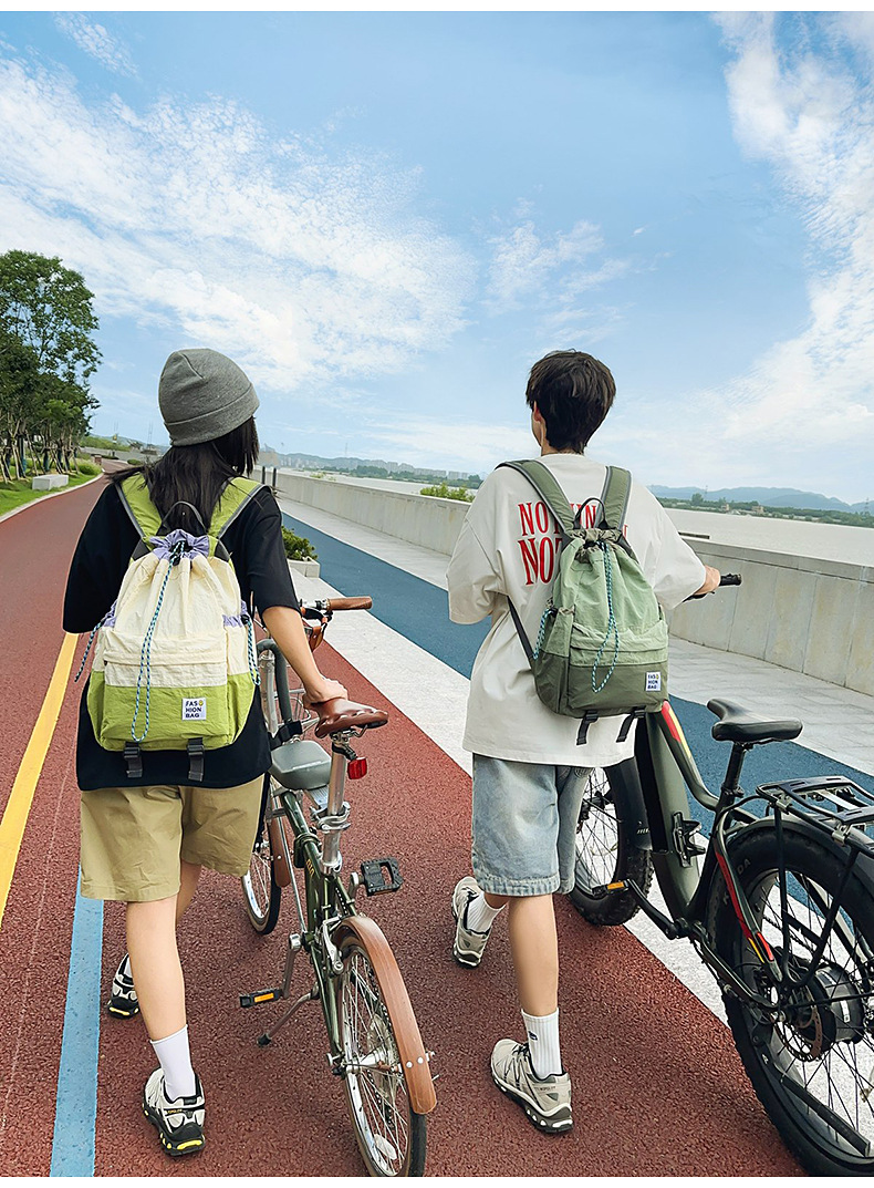新款束口抽绳双肩包大容量休闲包户外运动登山包超轻量旅行背包详情18